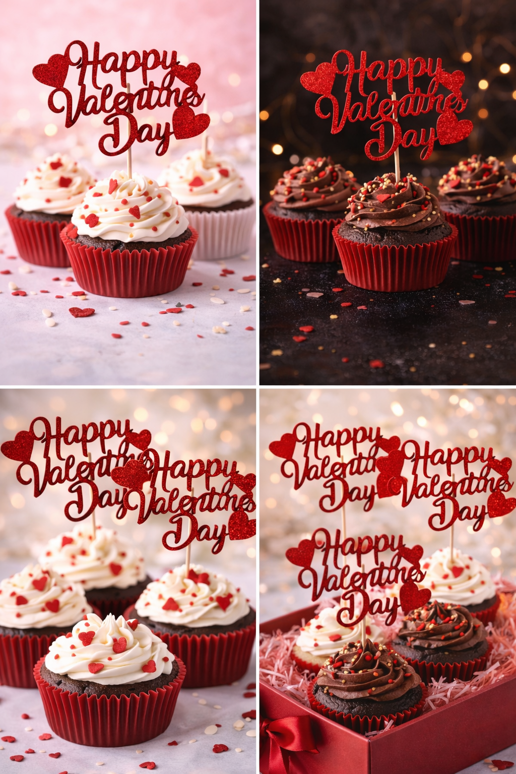 Valentine cupcakes topped with sparkling love